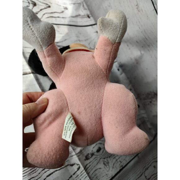 Vintage Pink Baby Minnie Mouse Crawling Plush Stuffed Animal With Bib READ - Picture 7 of 9